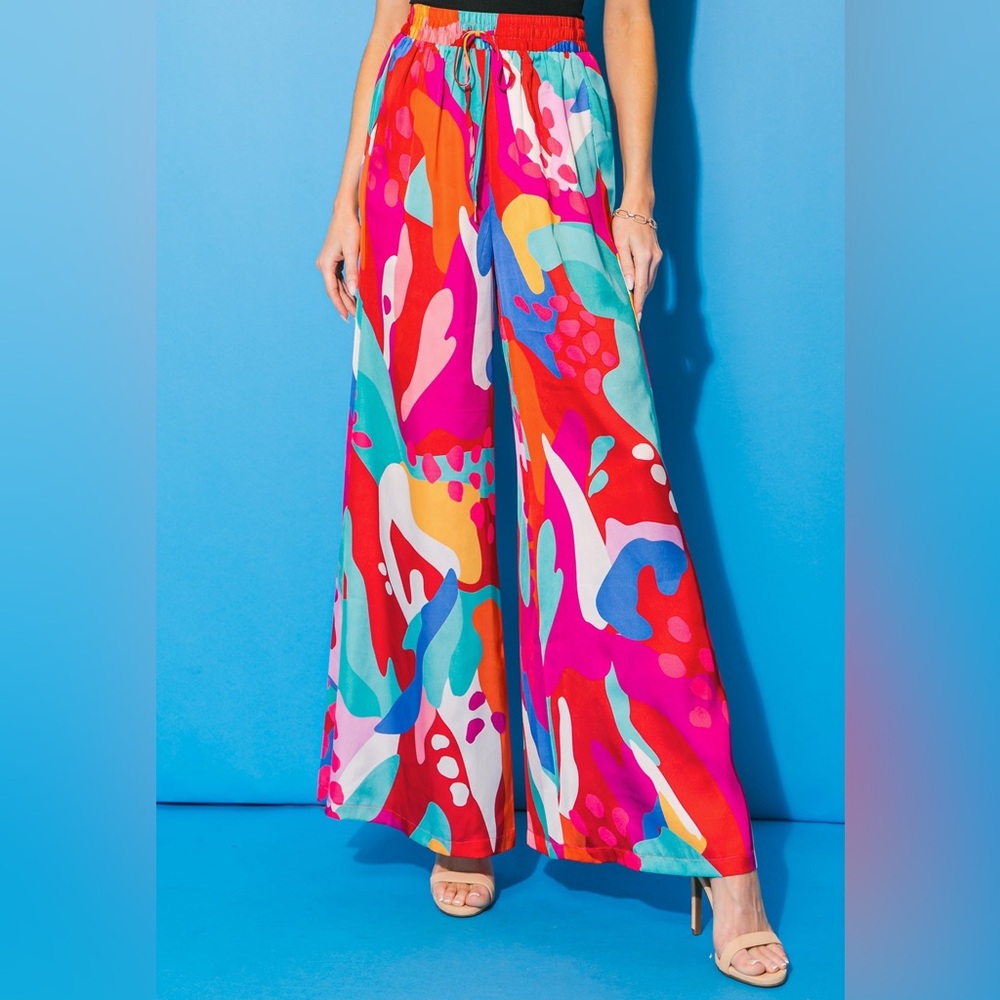 CANCUN GETAWAY SATIN PANTS- Size Small- EUC